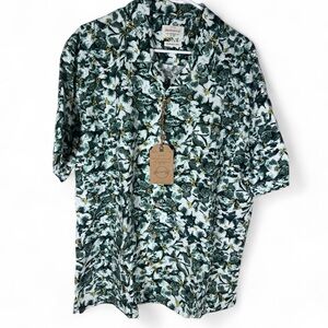 Weatherproof Green Seapine Floral Washable Linen Men's Shirt Size XL